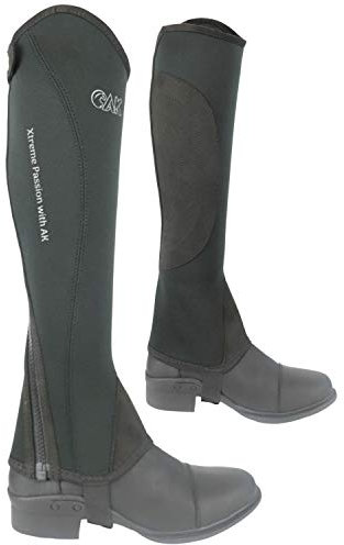 AK Reitchaps aus Neopren mit gebogenem Reißverschluss AKRS-1828 (Schwarz/Grau, 3XL)