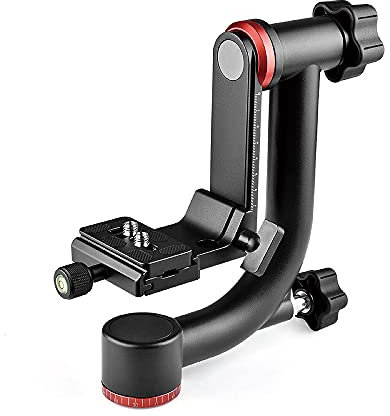 ANNSM Panoramic Gimbal Tripod Head for Super Telephoto Lenses with 360 Panning and Swing Arm Rotation, Arca-Swiss QR Plate with Double 1/4” Threaded Mount for DSLR Cameras Sony, Canon, Nikon