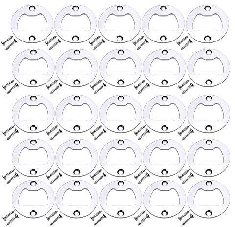 50 Set Apribottiglie Insert, In Acciaio Inox Rotondo FAI DA TE Kit Hardware Hardware Parti Fornitura con Viti