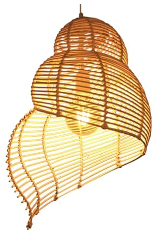 GUANSHAN Lampada a sospensione in bambù fatta a mano Splendida lanterna a tessitura Lampadario Lampada da soffitto Illuminazione a soffitto per ristorante, soggiorno, bancone bar
