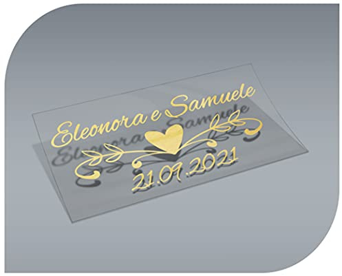 Autocollants vintage transparents personnalisables avec nom et date pour invitations à un mariage, un baptême, des fiançailles, une communion, un anniversaire, Noël et d’autres réceptions Modèle 11
