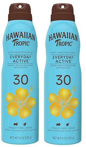 Hawaiian Tropic Everyday Active Clear Spray Sunscreen SPF 30| Hawaiian Tropic Sunscreen Spray SPF 30, Sunblock, Oxybenzone Free, 6oz each Twin Pack