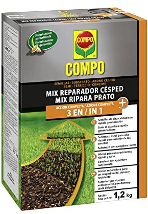 COMPO Mix Ripara Prato, Azione Completa 3 in 1, Semi, Terriccio e Concime, 1,2 kg
