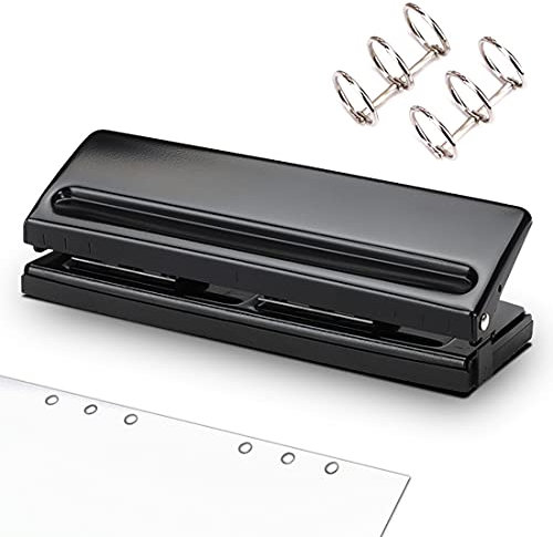 6 Fach Locher, Din A5 6 Loch Ringbuch Locher Desktop Punch Verstellbarer Abstände Locher Binder Edge Puncher für A4 A6, Papierkarten Foto Bindungs Locher Maschine