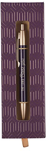 Christian Art Gifts Stylish Retractable Medium Ballpoint Laser-engraved Scripture Pen in Gift Box for Women: Lord Bless You - Num. 6:24 Laser-engraved Bible Verse w/Metal Clip & Black Ink, Purple/Gold