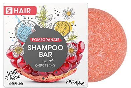 MY HAIR Shampoo Bar Natural by accentra, solid schampo, hårtvål, naturlig kosmetika, lämplig för alla hårtyper, vegan, utan plast, handgjord i Tyskland, doft: granatäpple