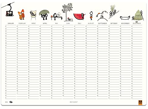 MEYCARD - B4Q Jahresplaner, undatiert, DIN B4, Designpapier, 2 Stück | stabiles, warmweißes Designpapier aus Italien mit einer samtig-matten Oberfläche und abgerundeten Ecken
