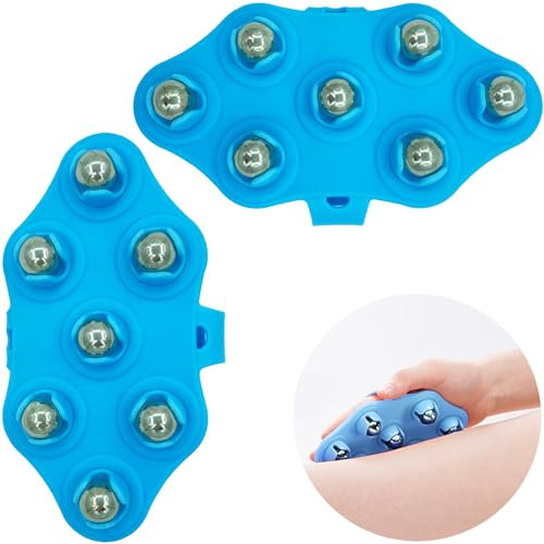 LLMtn 2 guantes de masaje con bolas, masajeador corporal de bola rodante, masajeador portátil para relajación muscular