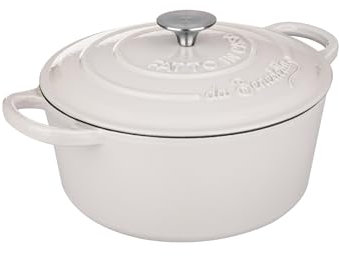 Fatto in Casa da Benedetta – Casseruola (Ø 24 cm) in Ghisa smaltata con Coperchio convoglia Vapore, adatta anche per la Cottura in Forno (Colore Grigio)