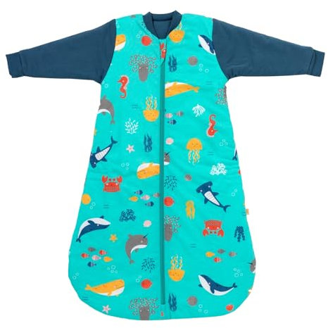 schlummersack Schlafsack Baby Winter 70 cm Meerestiere | Babyschlafsack mit Ärmel 3.5 Tog Baby Schlafsack Winter | Winter Schlafsack Baby Baumwolle