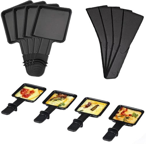 4pcs Revestimiento Antiadherente Mini-sartenes Accesorios, Crepera, 4 palas de madera, para Queso Fundido Huevo Frito