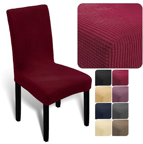 stuhlhussen für schwingstühle sesselüberzug stretch stuhlhussen für schwingstuhl Stuhlüberzug weich aus elastischem Material, Universalgröße für Esszimmer- und Schwingstühle (Bordeaux, 2er-Pack)