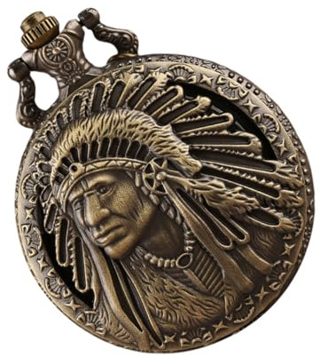 SAFIGLE Vintage Quarz Taschenuhr aus Legierung mit Kette, Kaffee | Langer Anhänger, Unisex Ausführung, Markantes Zifferblatt, Angenehme Haptik