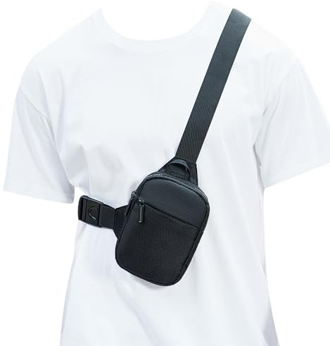 A-QMZL Petit Sac de Poitrine Imperméable Sacoche Homme Bandouliere, Pochette Telephone Portable Sling Bag Sac Bandoulière pour Femme Homme pour Cyclisme Voyage Casual (noir)