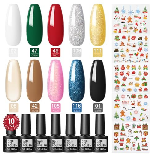 COSCELIA Smalto Semipermanente per Unghie Set,10 Colori Nude Rosa Rosso Bianco Nero Smalti in Gel per Unghie Soak-Off UV per Novice Manicure Pedicure Nail Art DIY, 7ml