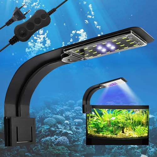 BAIFULAI Aquarium Lampe 10W LED mit Weiß und Blau Licht, 24 LEDs für Aquarium und Fischtank Beleuchtung