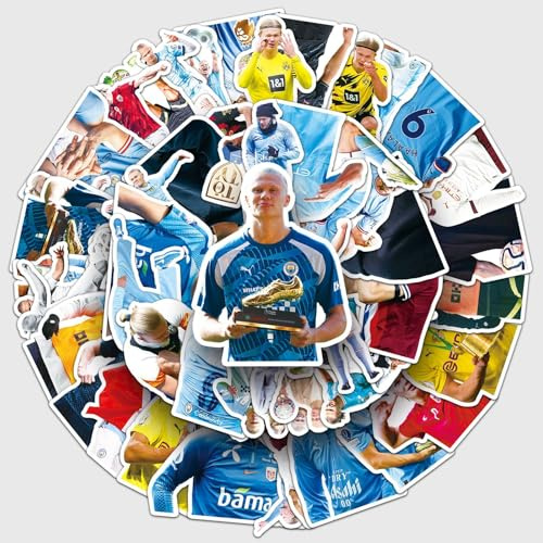 50 Stück Haaland Laptop Aufkleber, Wasserfeste Stickers für Autos, Laptops, Skateboards, Helme und mehr