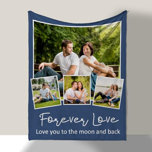 Rainsar Personalisierte Decke, Fotodecke 127x180 mit Eigenem Foto, Kuscheldecke Personalisiert, Decke Selber Gestalten, Personalisierte Geschenke Frauen für Geburtstag Weihnachten Hochzeit Jahrestag