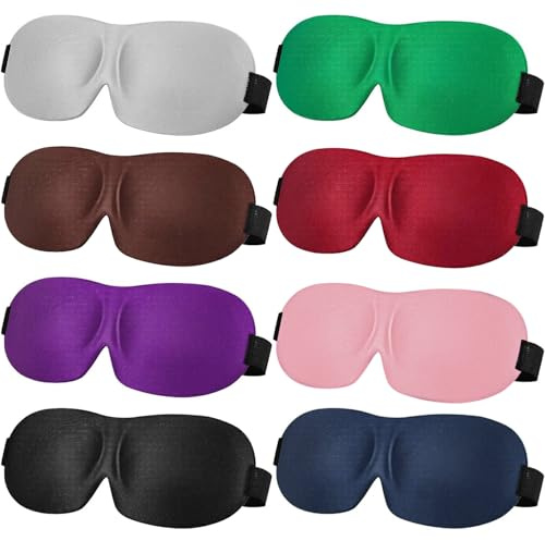 Jeffbaubl 8 Stück 3D-Augenmaske zum Schlafen, 8 Farben | Schlafmaske für Seitenschläfer, Verdunkelungs Schlafmaske for Reisen Yoga