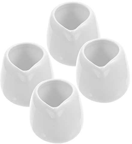 UTHCLO 4pcs Mini Ceramic Gravy Boats Milk Sauce Dispenser White Porcelain Sauce Containers for Kitchen Table Serving