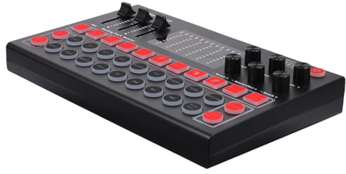 WATIIFUFU Mixeur Audio Portable Noir en Plastique Changeur de Voix Intégré et Monitoring en Temps Réel pour Diffusion en Direct sur Ordinateur et Téléphone
