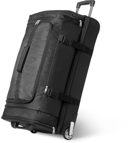 Amazon Essentials Borsone con ruote espandibile, adatto per viaggi brevi e fine settimana fuori, 76.2 cm, Nero