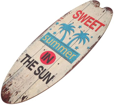 Garneck Kleines Holz Surfbrett Deko Schild Für Die Strand- Und Pooldekoration - Tropisches Wandkunstwerk Im Retro Stil Ideal Für Partys Und Bars Stilvolles Küstendekor in Beige