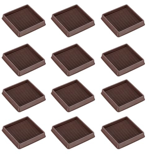 PATIKIL 3x3 Furniture Coasters, 12 Pcs Caster Cups Furniture Cups Rubber Non-Slip Square Feet Anti-Slip Stopper Pad Protector Sliding for Hardwood Floors Carpet Chair Table, Coffee