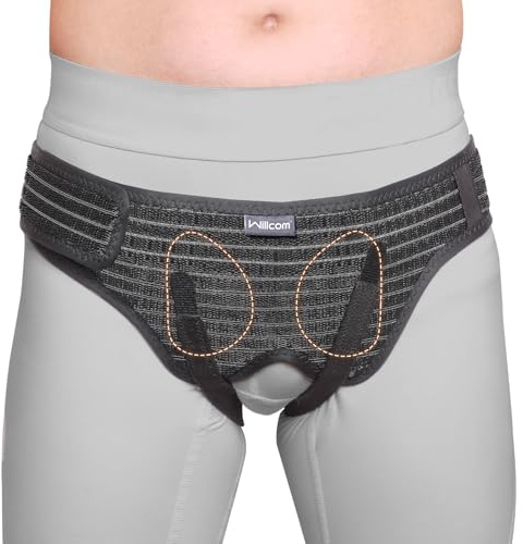 Willcom Hernia Belt for Double Inguinal, Hernia Support Truss for Men and Women, Pain Relief Recovery Adjustable Strap with 2 Removable Medical Compression Pads (X-Large