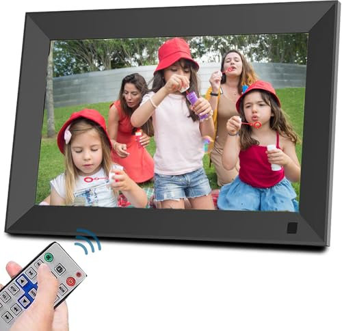Cadre Photo Numérique 10 Pouces - Cadre Digital Cadre Photo Électronique avec Télécommande 1280x800 HD IPS Écran Tactile USB Carte SD Rotation Automatique/Photo/Musique/Lecteur vidéo/sans WiFi