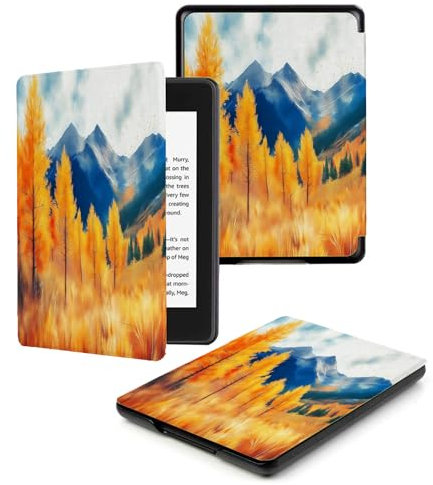 Étui pour Kindle Paperwhite 6.8 (11e Génération, 2021) Mince et Léger Smart Cover avec Fonction de Veille/Réveil Automatique, Automne Arbre Herbe
