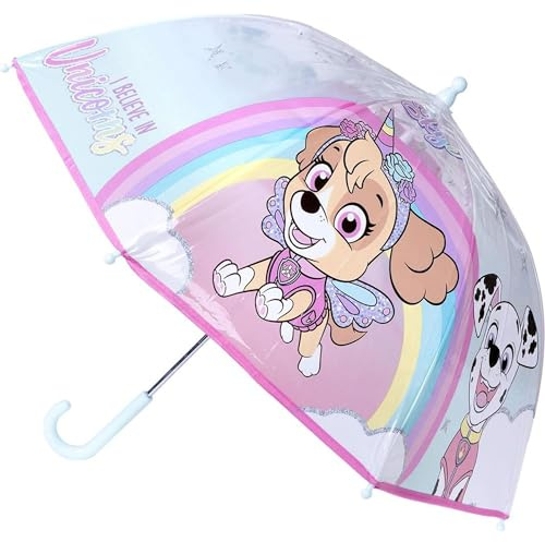 Paw Patrol Regenschirm für Kinder mit buntem Design von Chase, Marshall und Skye – Windfester Kinderschirm mit sicherer Handöffnung und ergonomischem Griff