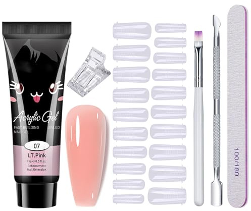 Kit Acrygel Unghie Completo,Kit Polygel Unghie,Polygel per Unghie,Poly Nail Gel Acrilico,Gel Unghie Ricostruzione,per Principianti e Professionisti Manicure da Salone