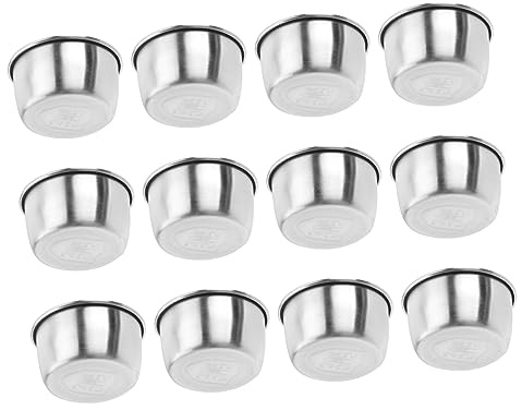 HOLIDYOYO 12piezas Tazas De Salsa De Acero Inoxidable Para Mojar Recibe Para Fiestas Restaurantes y Hogar Incluye Recipiente Para Salsa