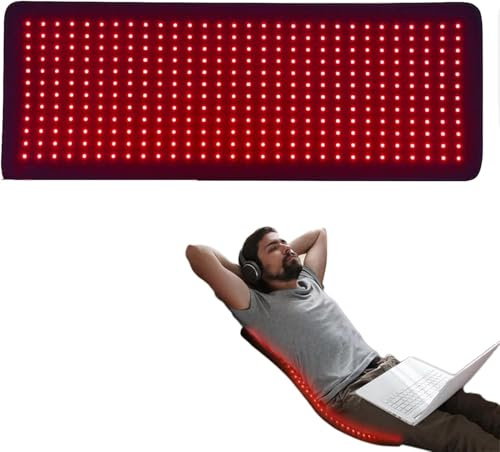 Red Light Therapy Mat Blanket, 360PCS LEDs Red Light Therapy Mat with 660nm and 850nm Near Infrared Light Redlight, Time &Brightness Adjustable for Waist Back Shoulder Muscle Pain Relief