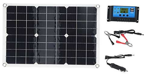 Spacnana Chargeur de Batterie Solaire 50W DC 18V avec Contrôleur Monocristallin, Taux de Conversion élevé, Chargeur Solaire Léger de Petite Taille pour les Lumières d'urgence, l'éclairage