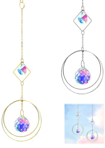 LUMOOM Lot de 2 attrape-soleil à suspendre en cristal avec attrape-lumière magique, décoration de fenêtre idéale pour votre maison, jardin, fêtes, méditation, 28 cm