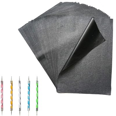 Hinapan 100 Blatt Kohlepapier A4, Schwarzes Transferpapier, Durchschlagpapier mit 5 Druckstifte, Pauspapier, Graphitpapier, Zeichenpapier für Tattoo-Vorlagen, Künstler und Handwerker