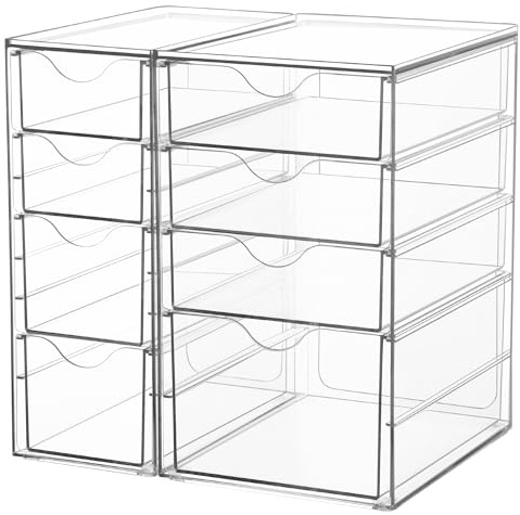 Vtopmart Schreibtisch Organizer mit 8 Schubladen | Schubladenbox mit Ausziehfunktion, transparente Aufbewahrung für Schreibtisch und Büro