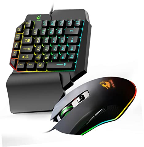 Tofficu Clavier de Jeu Rétroéclairé et Souris Ensemble Ergonomique Monomains pour Ordinateur pour Gamers à et Salle de Dormir