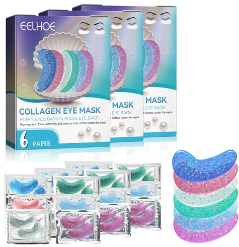 Almohadillas para los ojos Hyaluron, 18 pares de almohadillas para los ojos, antifaz de mar, para hinchazón de ojos, arrugas, bolsas de portador e hinchazón