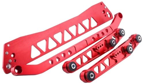 Suspensión de Ruedas Refuerzo de bastidor trasero de aluminio macizo + barra de unión + brazo de control inferior trasero apto para Honda Civic EG 92-95(Red)