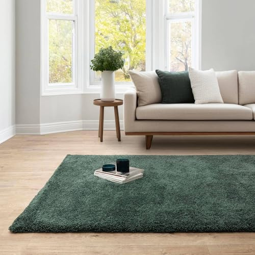 Lord of Rugs Modern Shaggy Rug Ultra Soft, Cozy, Plush, Densely Woven High Pile Carpet for Living Room & Bedroom Area Rug Emerald Green, Medium 120 x 170 cm (4'x5'6)