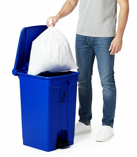 Curvaso Eco-Friendly Blue Pedal Bin, 68L Large Plastic Waste Bin, Perfect for Home & Office Recycling