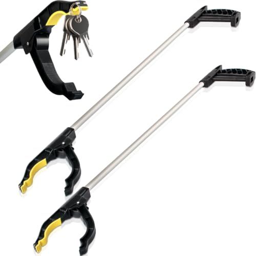 2x Greifzange Spitze magnetisch Müllzange 360° drehbar Greifhilfe Aluminium 76cm Hand Greifer