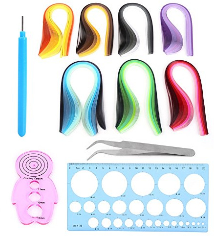 Yosoo 12Pcs Papel Quilling Rolling Kit Herramientas ranuradas Tiras de Pinzas Regla DIY Craft Quilling Tool Set para decoración de casa y Oficina