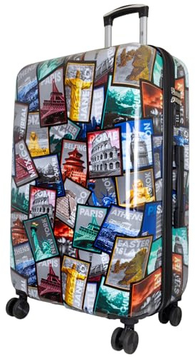 Trendyshop365 Polycarbonat Reisekoffer Trolley Hartschale - Design Weltreise Paris New York Athen Rio (Reisekoffer)