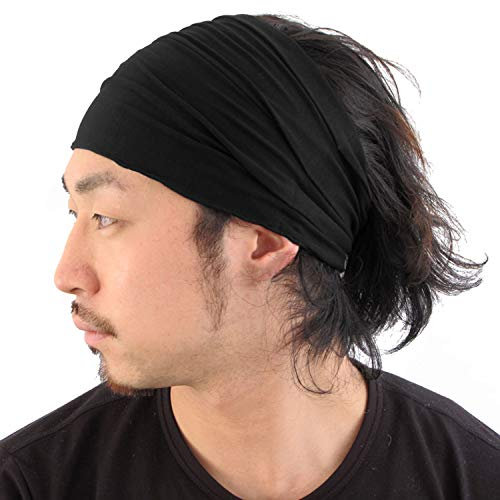 CHARM Homme Bandeau Japonais Sports - Tête Bande Bandana Extensible Noir L