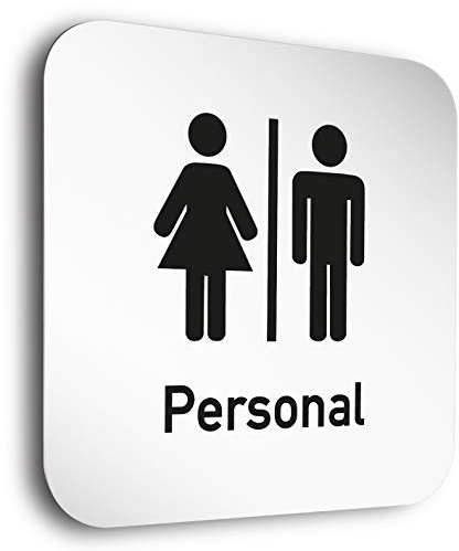 Türschilder24 Türschild der Extraklasse • 150 x 150 mm inkl. Unsichtbaren Abstandshaltern • Schild Personal + Pikto • aus Aluminium Vollmaterial • geschliffene Edelstahloptik • 100% Made in Germany