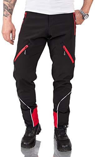 Rock Creek Herren Softshell Hose Cargohose Outdoorhose Wanderhose Herrenhose Wasserdicht Skihose Arbeitshose Winterhose Trekkinghose H-233 Schwarz L